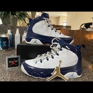 Nike Air Jordan Retro 9 GS UNC White Navy Blue